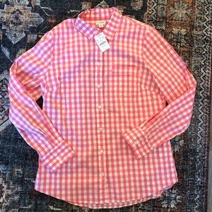J. Crew pink and white gingham button down